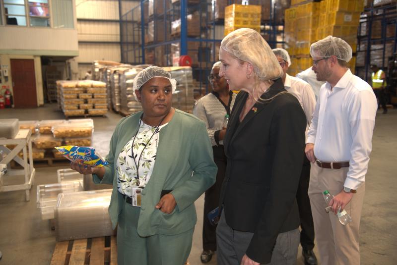 Ambassador Nicole D. Theriot and her team with the Trisco Executive, Reshma Nedd on the tour of Trisco Plant
