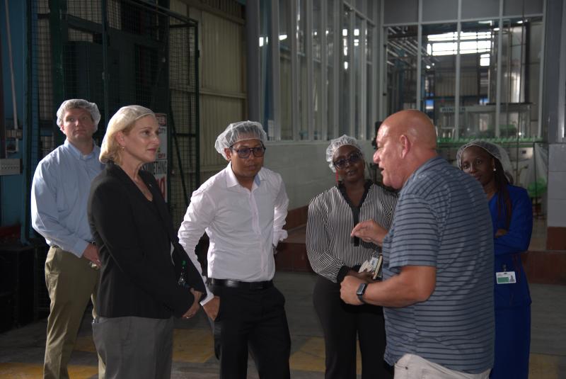Ambassador Nicole D. Theriot and her team at the Rum Factory with Mr. Gregory Garraway
