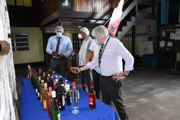 H,E, Berman at delegation in the Rum Factory