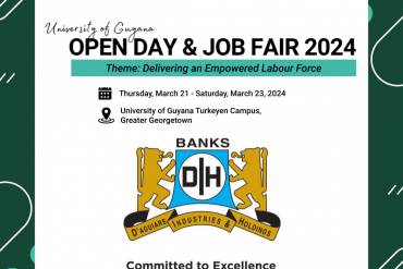 Banks DIH at University of Guyana's 2024 Job Fair Poster