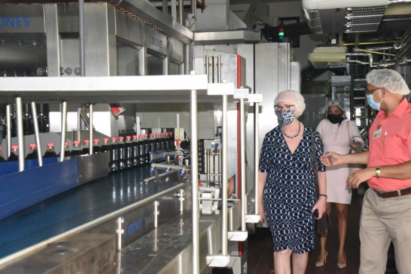 H.E. Jane Miller visits the Soft Drink Plant
